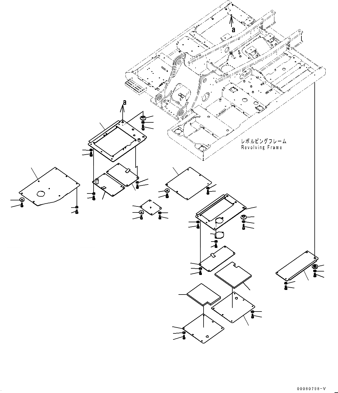 Схема запчастей Komatsu PC200LC-8E0 - НИЖН. КРЫШКА (№8-) НИЖН. КРЫШКА