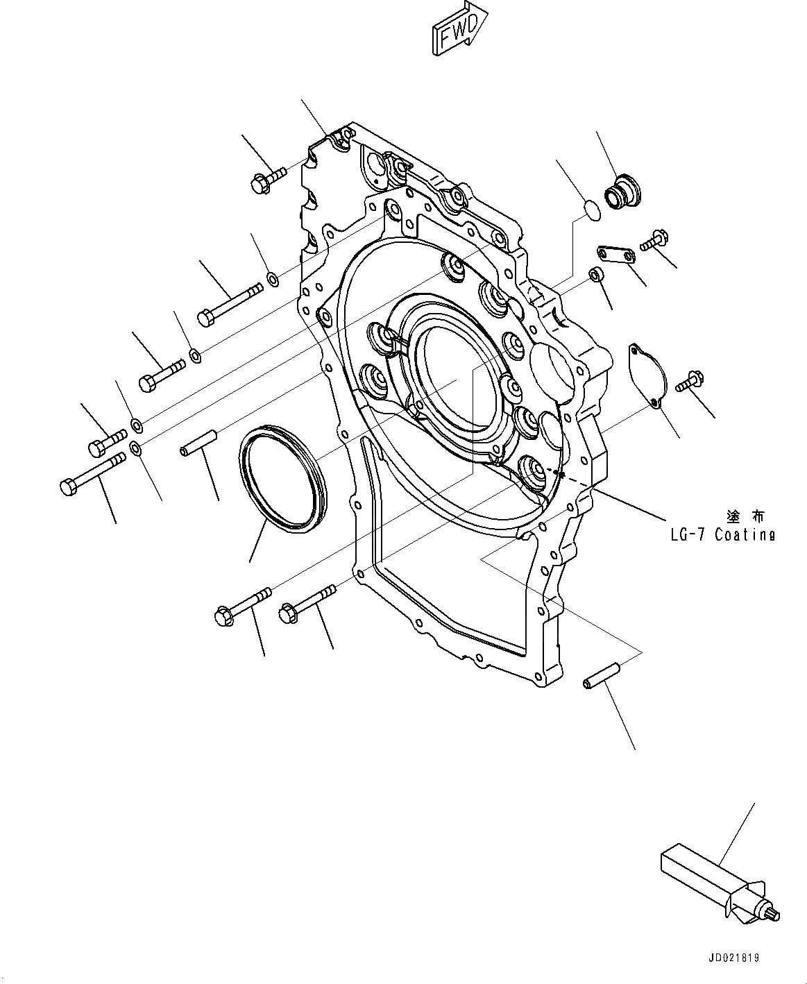 Схема запчастей Komatsu SAA4D107E-1C - КАРТЕР МАХОВИКА (№-) КАРТЕР МАХОВИКА