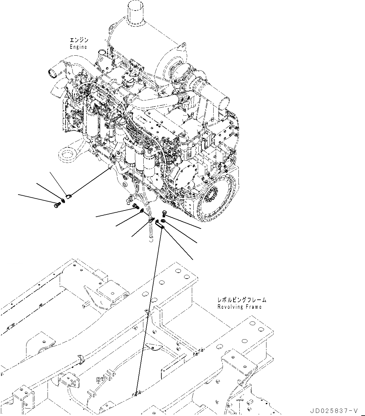 Схема запчастей Komatsu PC1250-8R - ВЫХЛОПНАЯ ТРУБА, КОРПУС И КРЕПЛЕНИЕ (№-) ВЫХЛОПНАЯ ТРУБА, ЗАПЫЛЕНН МЕСТН. ARRANGEMENT