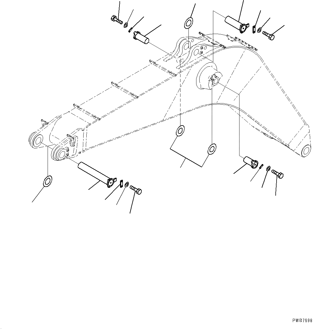 Схема запчастей Komatsu PC1250-8R - СТРЕЛА, ПАЛЕЦ (№-) СТРЕЛА, 9MM