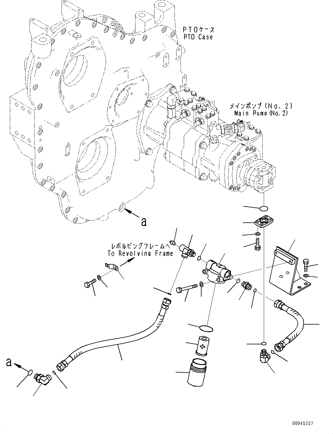 Схема запчастей Komatsu 3D75-1B - POWER TAKEOFF, ВСАСЫВ. ТРУБЫ (№-) POWER TAKEOFF