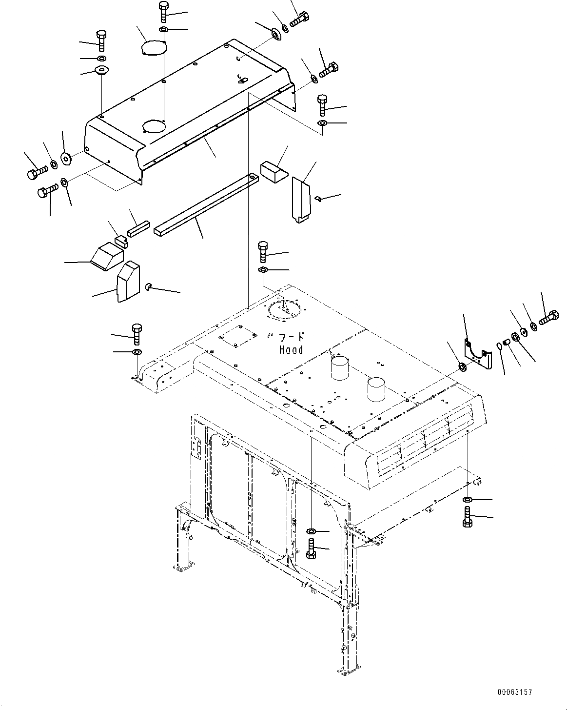 Схема запчастей Komatsu PC1250-8R - КАПОТ, (/) (№-) КАПОТ