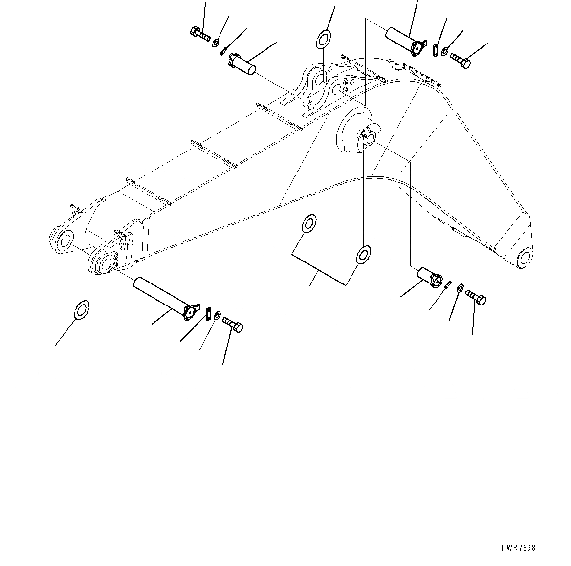 Схема запчастей Komatsu PC1250-8R - СТРЕЛА, ПАЛЕЦ (№-) СТРЕЛА, 9MM