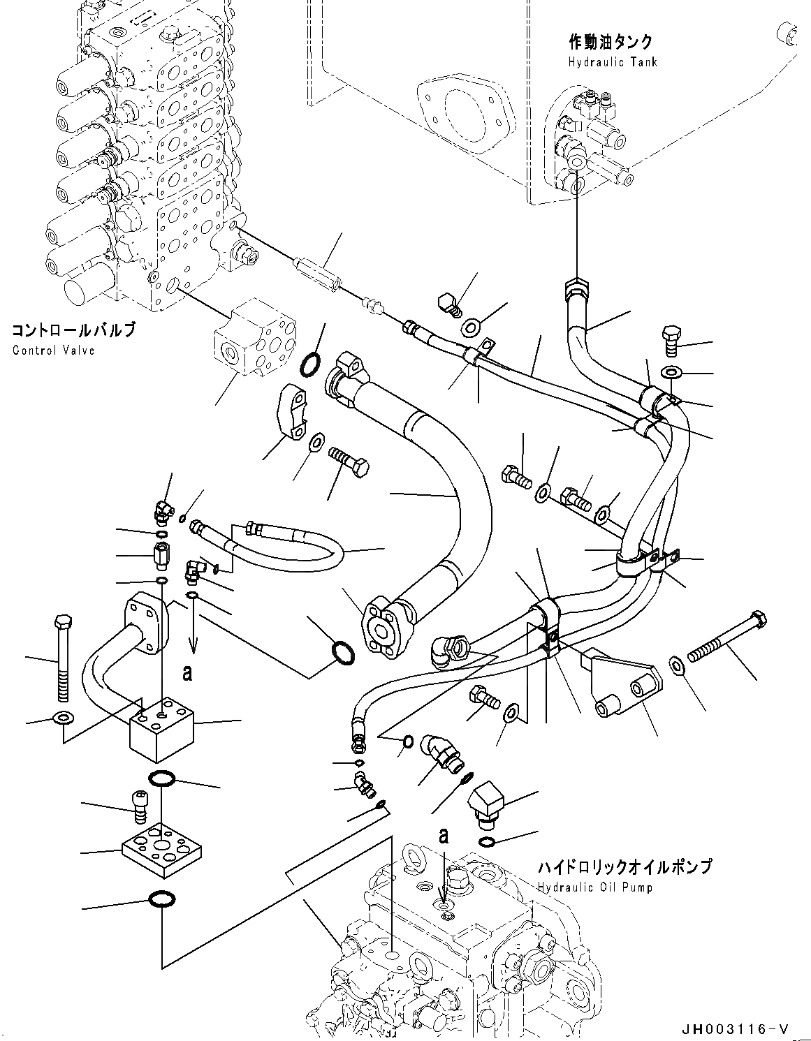 Схема запчастей Komatsu D375A-6R - ГИДР. НАСОС. ТРУБЫ, ПОДАЮЩ. ТРУБЫ (№-) ГИДР. НАСОС. ТРУБЫ