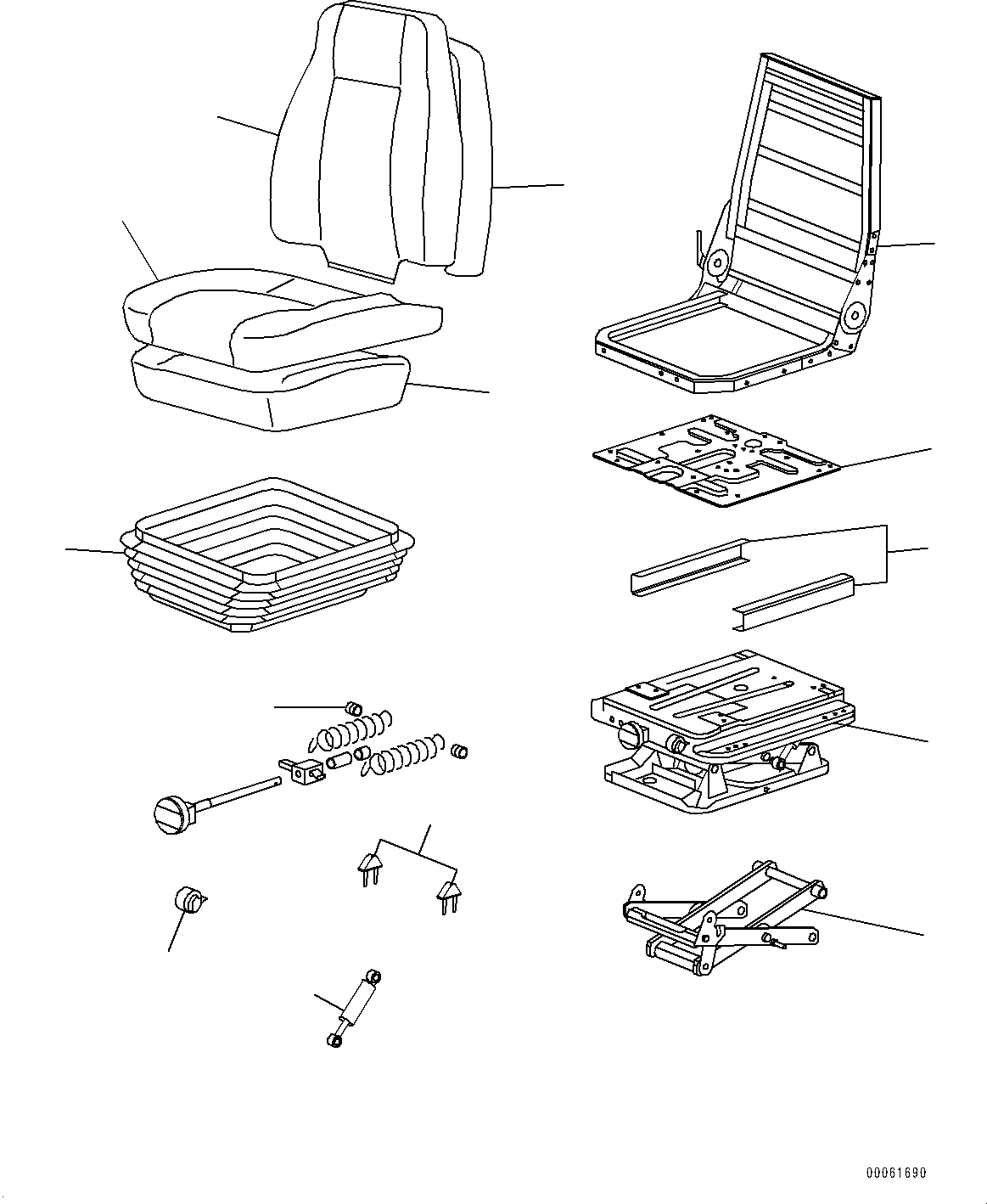 Схема запчастей Komatsu D375A-6R - СИДЕНЬЕ ОПЕРАТОРА, ВНУТР. ЧАСТИ (№-) СИДЕНЬЕ ОПЕРАТОРА, С ВОЗД. ПОДВЕСКОЙ, ТКАНЬ, TURN ТИП, С ОТКИДН. СПИНКОЙ, HI-BACK ТИП, С HEADREST