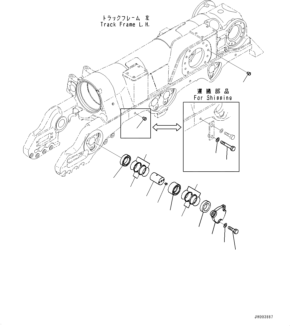 Схема запчастей Komatsu D375A-6R - ГУСЕНИЧНАЯ РАМА, CARTRIDGE ПАЛЕЦ, ЛЕВ. (/) (№-) ГУСЕНИЧНАЯ РАМА, С ЗАЩИТА ОПОРНЫХ КАТКОВ, ДЛЯ ОТВАЛ С ДВОЙН. ПЕРЕКОСОМ