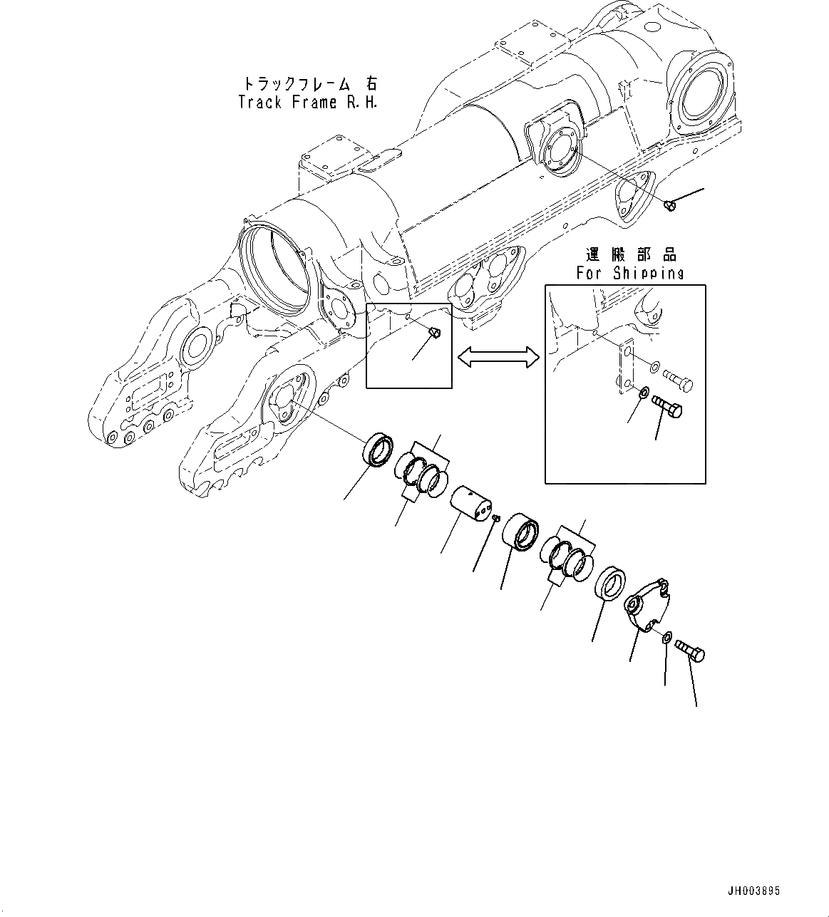 Схема запчастей Komatsu D375A-6R - ГУСЕНИЧНАЯ РАМА, CARTRIDGE ПАЛЕЦ, ПРАВ. (/) (№-) ГУСЕНИЧНАЯ РАМА, С ЗАЩИТА ОПОРНЫХ КАТКОВ, ДЛЯ ХОЛОДН. AREA СПЕЦ-ЯIFICATION