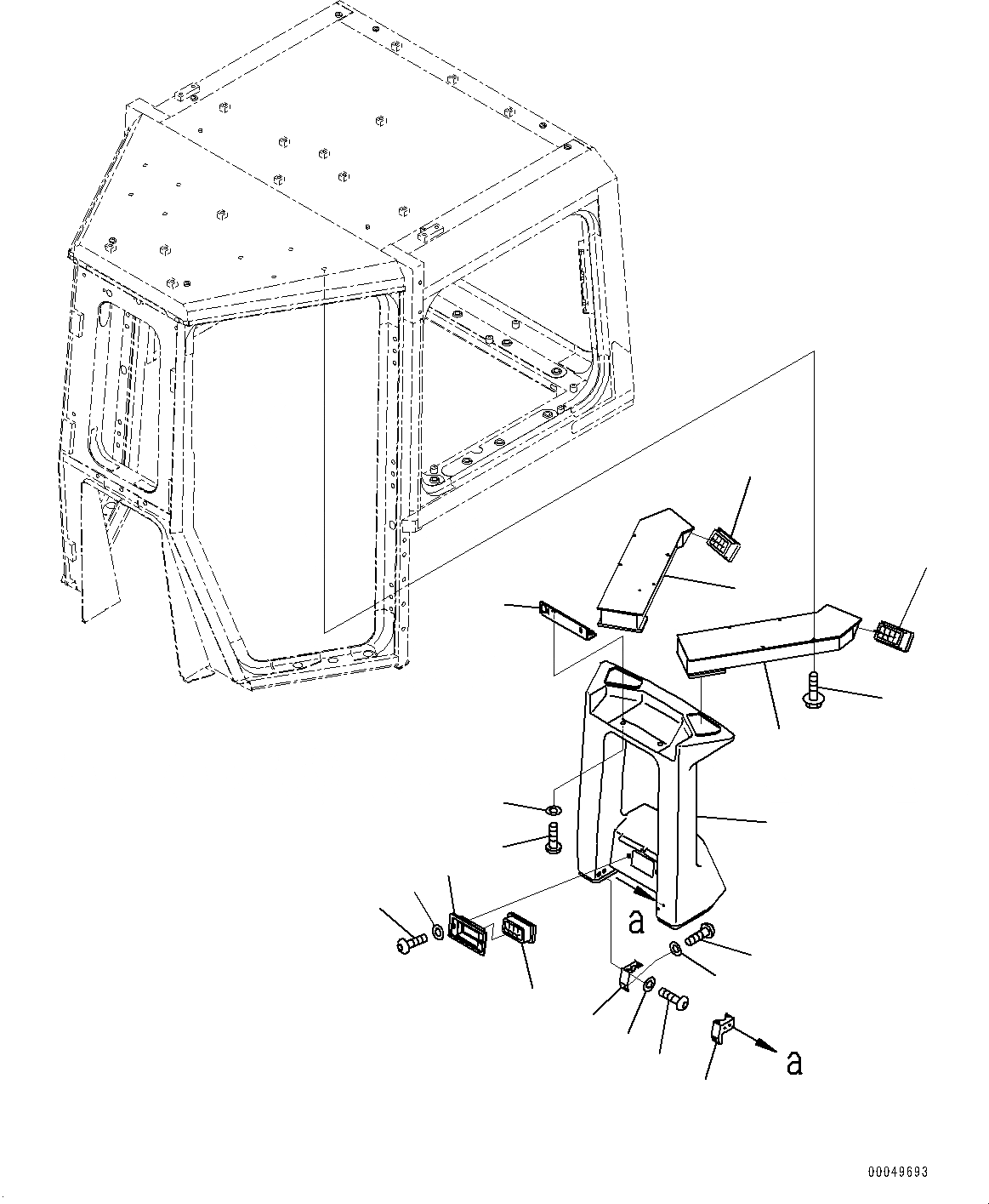 Схема запчастей Komatsu D475ASD-5E0 - КАБИНА, КОНДИЦ. ВОЗДУХА ВОЗДУХОВОДЫ (№7-) КАБИНА, С КОЗЫРЕК, ФИКС. БОКОВ. ОКНА
