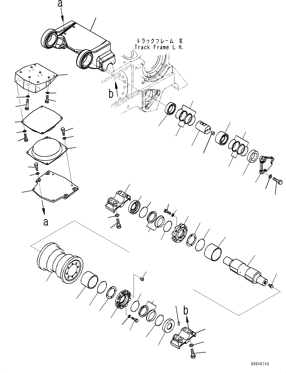 Схема запчастей Komatsu D475ASD-5E0 - ГУСЕНИЧНАЯ РАМА, ЗАДН. ТЕЛЕЖКА И ОПОРНЫЙ КАТОК, ЛЕВ. (№7-7) ГУСЕНИЧНАЯ РАМА, С ЗАЩИТА ОПОРНЫХ КАТКОВ