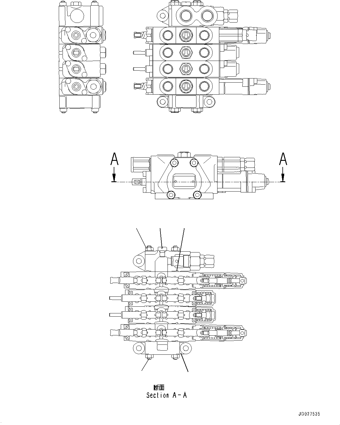 Схема запчастей Komatsu D21A-8E0 - ГИДРАВЛ МАСЛ. УПРАВЛЯЮЩ. КЛАПАН, ВНУТР. ЧАСТИ (/9) (№9-) ГИДРАВЛ МАСЛ. УПРАВЛЯЮЩ. КЛАПАН, 4-Х СЕКЦИОНН.