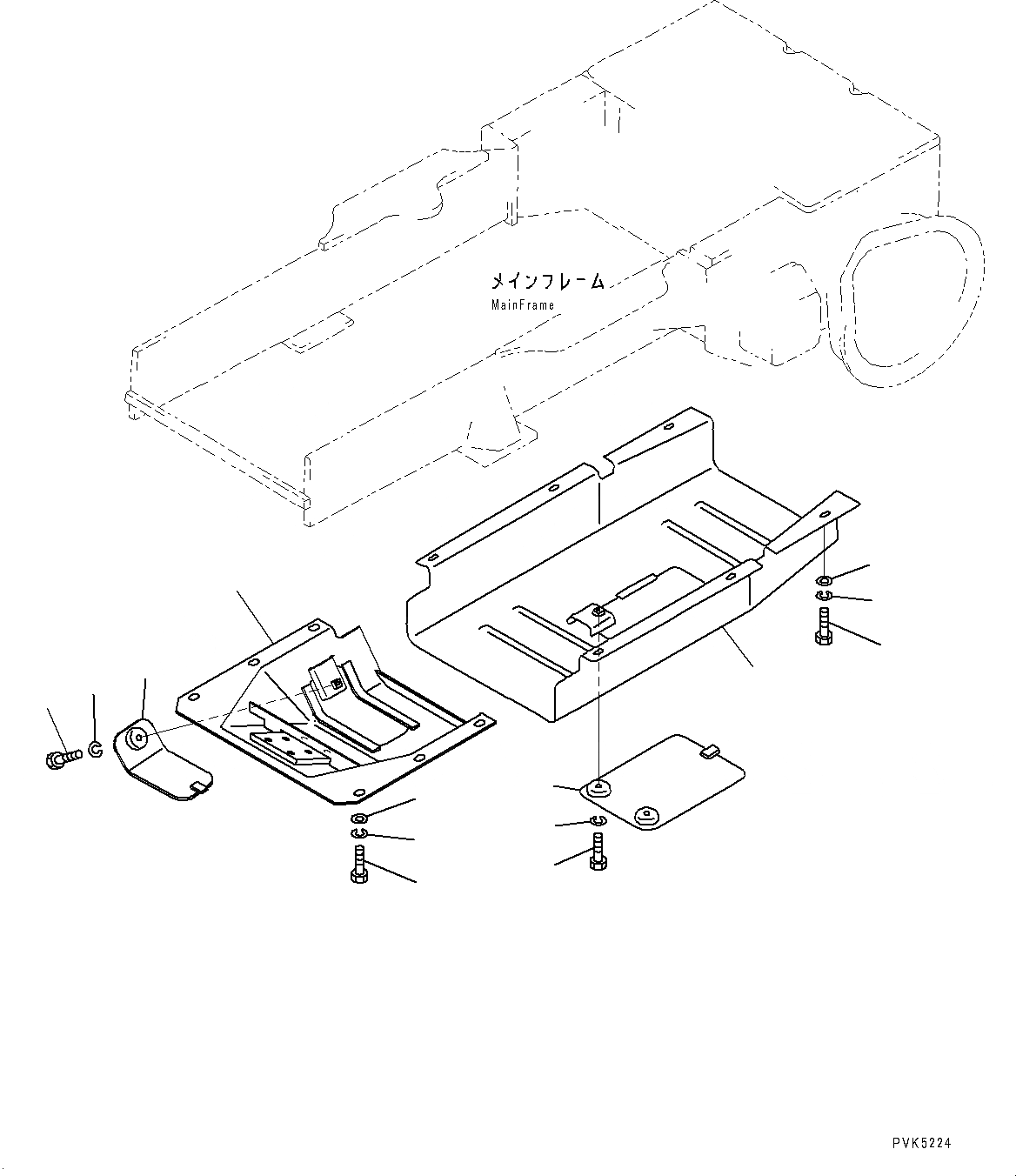 Схема запчастей Komatsu D21A-8E0 - НИЖН. ЗАЩИТА (№9-) НИЖН. ЗАЩИТА, PROVISION ДЛЯ ПЕРЕДН. PULL КРЮК