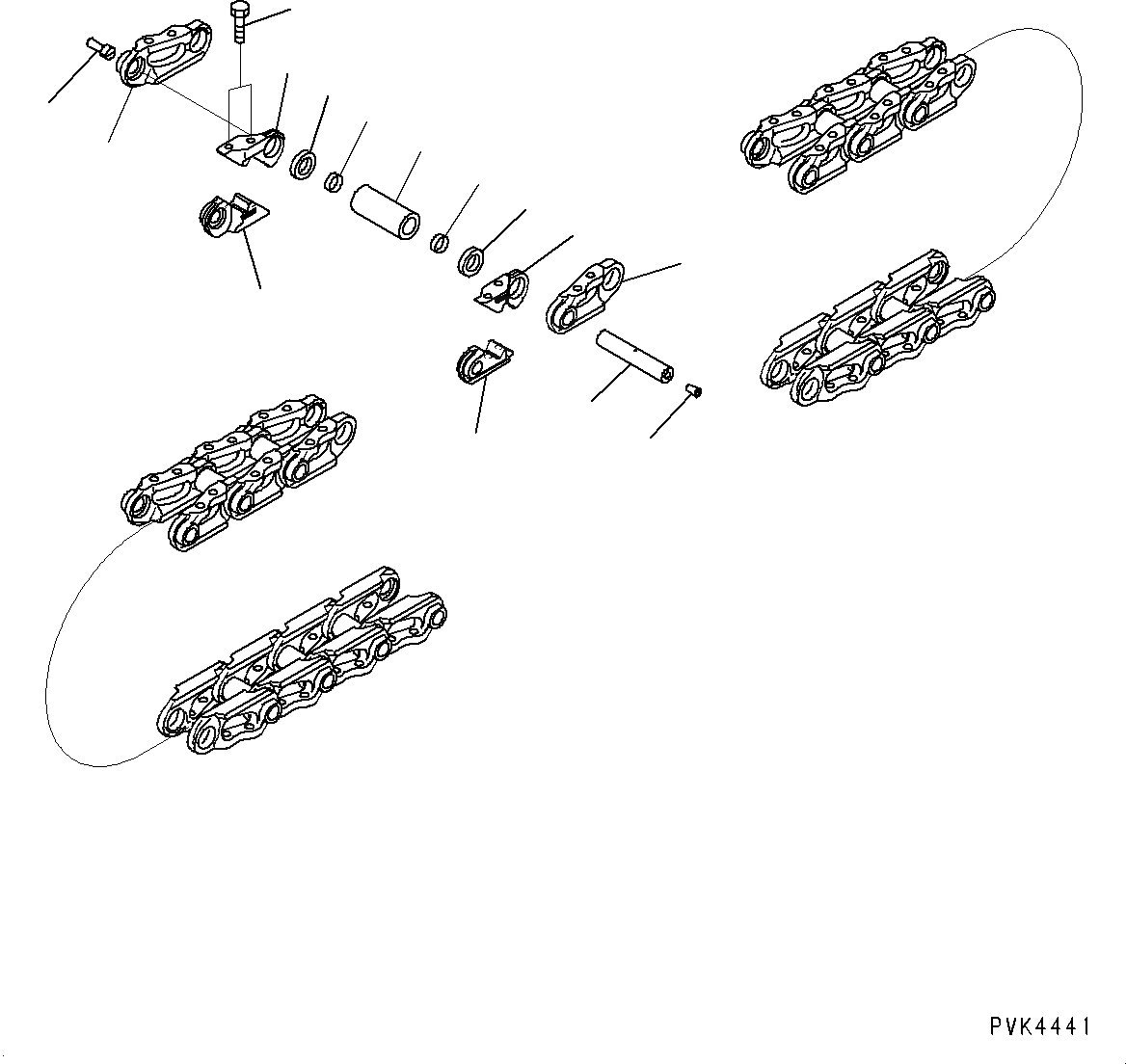 Схема запчастей Komatsu D21A-8E0 - ГУСЕН. ЦЕПЬ ASSEMBLY (№9-) ГУСЕН. ЦЕПЬ ASSEMBLY, УПЛОТНЕНИЕED И LUBRICATED ТИП, СО СЦЕПНЫМ ЗВЕНОМ, 7 SET