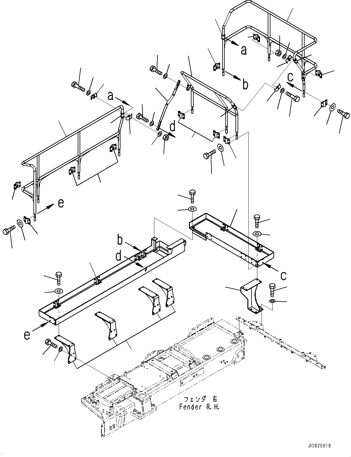 Схема запчастей Komatsu D475ASD-5E0 - HANDRAIL, ПРАВ. (№7-) HANDRAIL, ПЛАТФОРМА