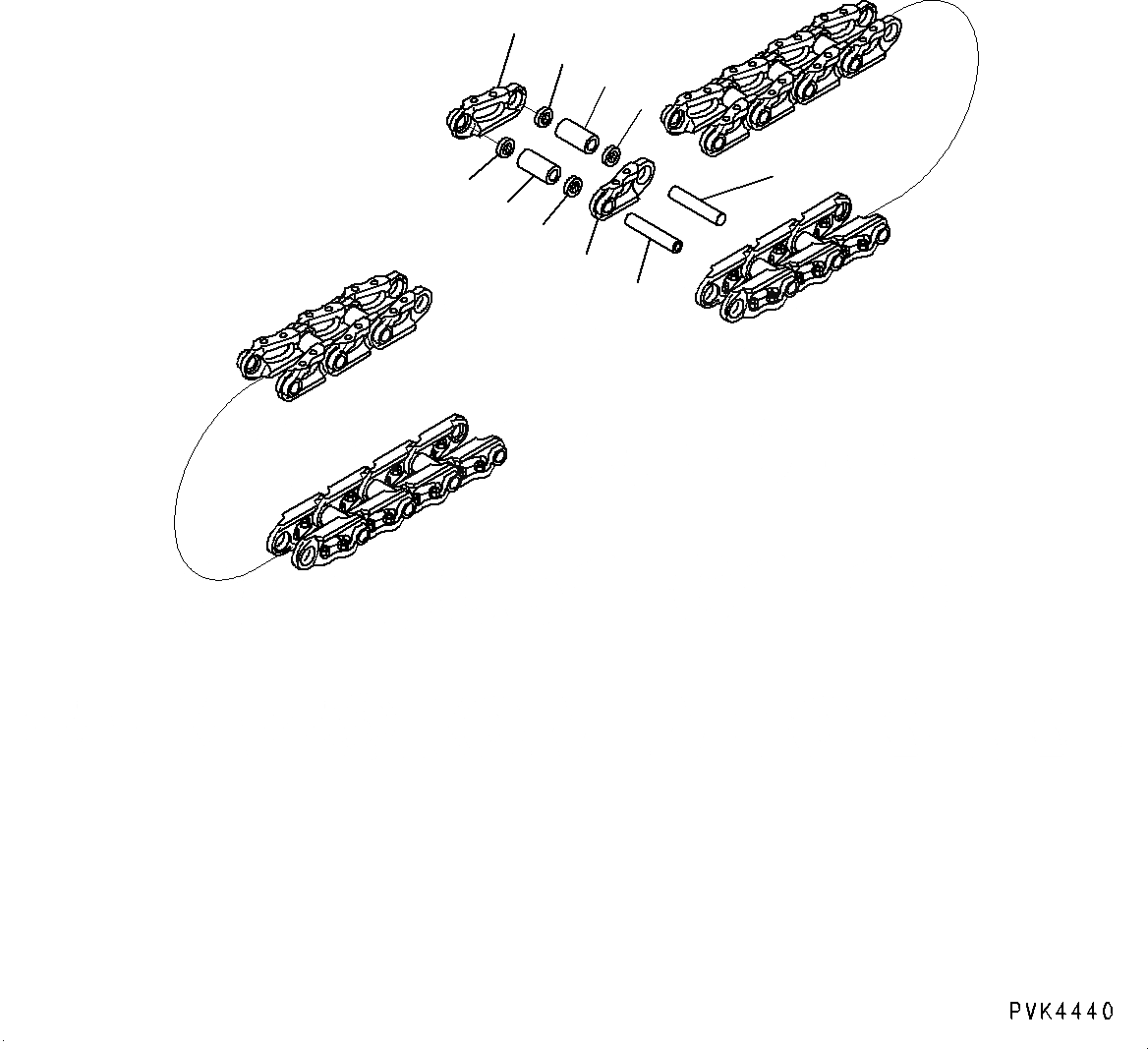 Схема запчастей Komatsu D21P-8E0 - ГУСЕН. ЦЕПЬ ASSEMBLY (№9-) ГУСЕН. ЦЕПЬ ASSEMBLY, СМАЗ. УПЛОТНЕНИЕED ТИП, СО СЦЕПНЫМ ПАЛЬЦЕМ, 7 SET