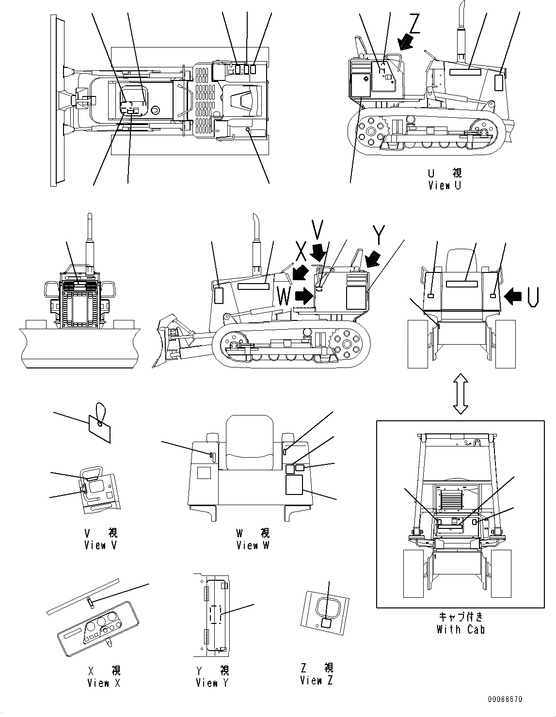 Схема запчастей Komatsu D21P-8E0 - МАРКИРОВКА (№9-) МАРКИРОВКА, АНГЛ., КАБИНА ROPS