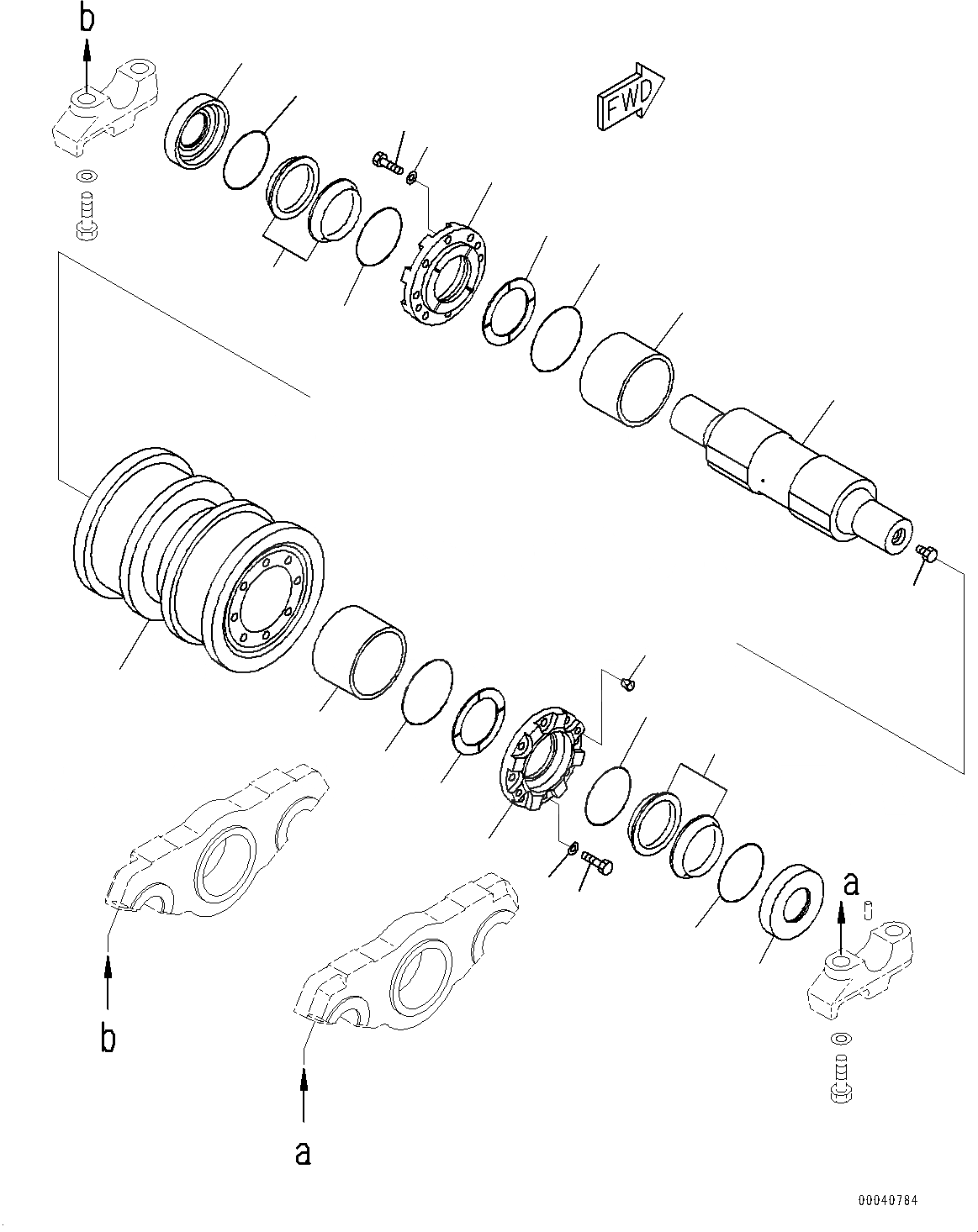 Схема запчастей Komatsu D475A-5E0 - ГУСЕНИЧНАЯ РАМА, ОПОРНЫЙ КАТОК, ПРАВ. (/) (№-7) ГУСЕНИЧНАЯ РАМА, С ЗАЩИТА ОПОРНЫХ КАТКОВ