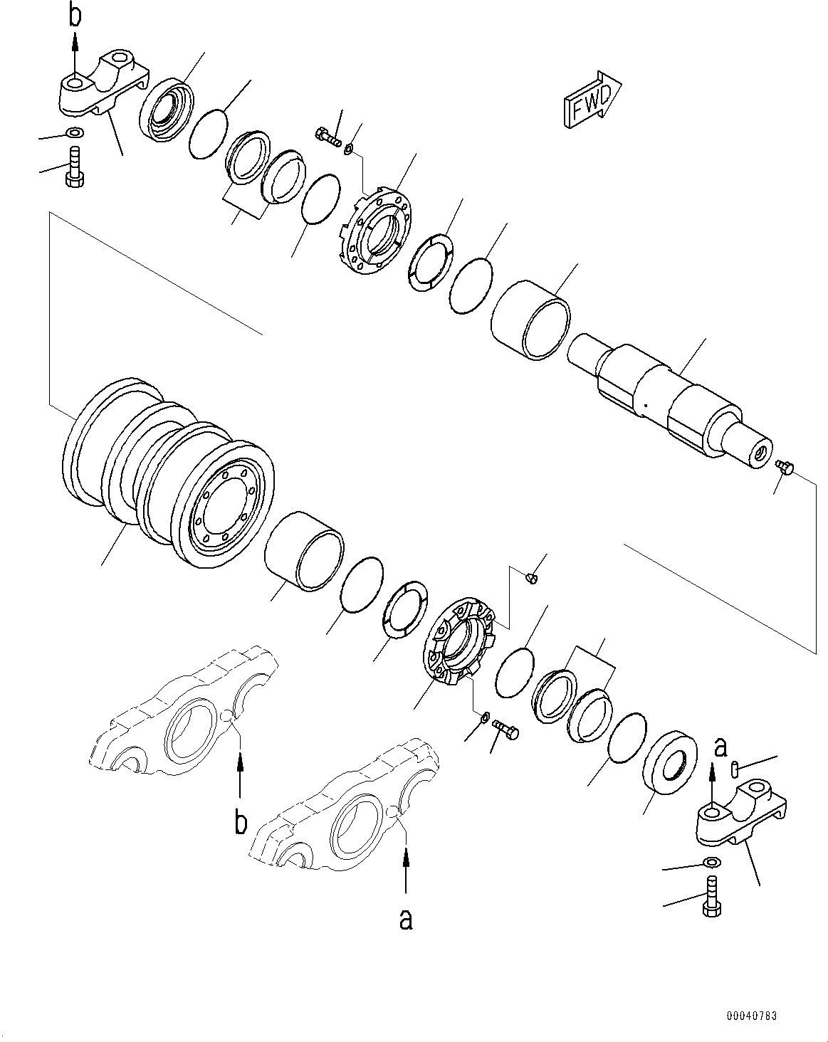 Схема запчастей Komatsu D475A-5E0 - ГУСЕНИЧНАЯ РАМА, ОПОРНЫЙ КАТОК, ПРАВ. (/) (№7-) ГУСЕНИЧНАЯ РАМА, С ЗАЩИТА ОПОРНЫХ КАТКОВ