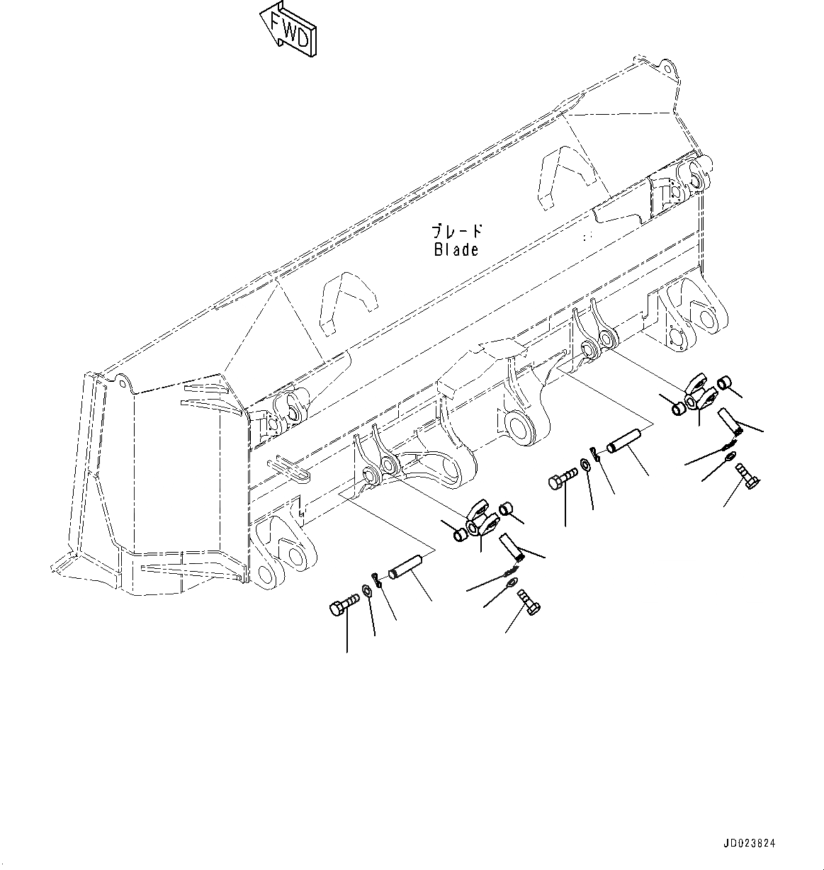 Схема запчастей Komatsu D475A-5E0 - ОТВАЛ, ПАЛЕЦ (№7-) ОТВАЛ, УСИЛ., ПОЛН. U, С THICK РЕЖУЩ. КРОМКА