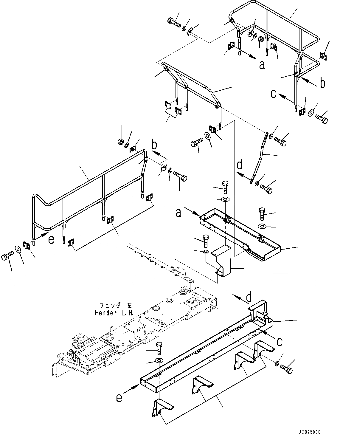 Схема запчастей Komatsu D475A-5E0 - HANDRAIL, ЛЕВ. (№7-) HANDRAIL, ПЛАТФОРМА