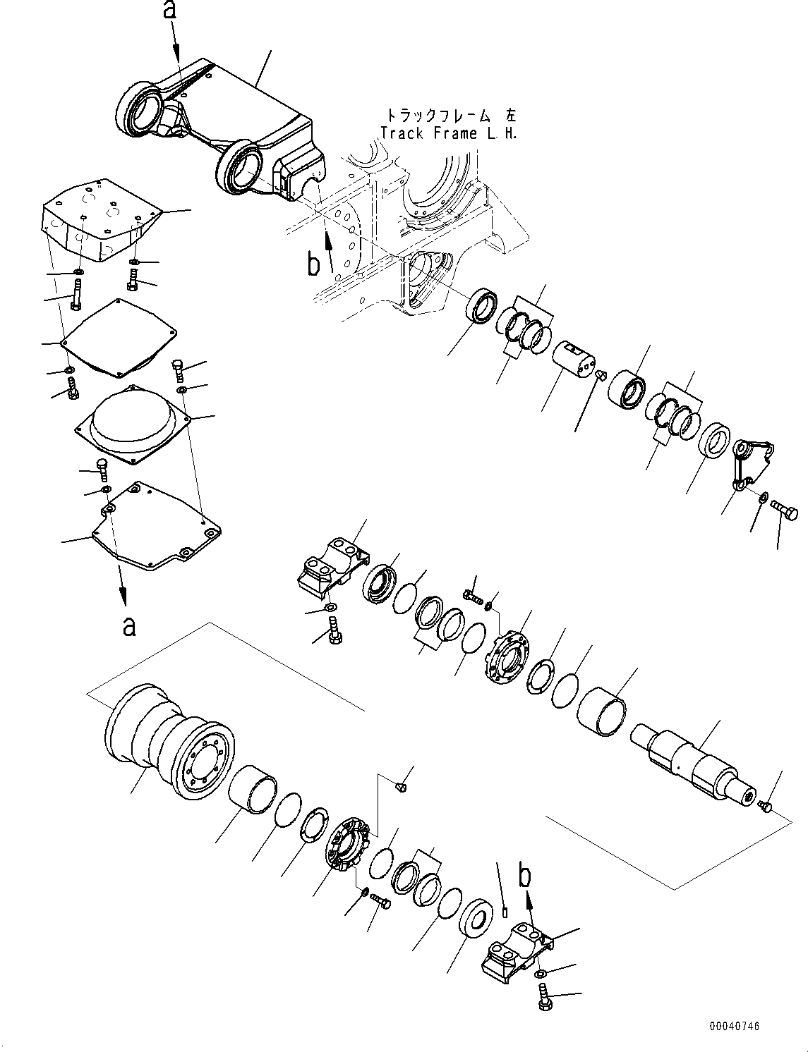 Схема запчастей Komatsu D475A-5E0 - ГУСЕНИЧНАЯ РАМА, ЗАДН. ТЕЛЕЖКА И ОПОРНЫЙ КАТОК, ЛЕВ. (№7-) ГУСЕНИЧНАЯ РАМА, С ЗАЩИТА ОПОРНЫХ КАТКОВ