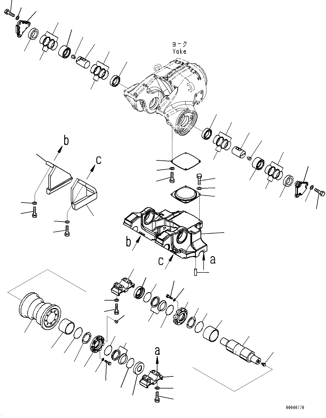 Схема запчастей Komatsu D475A-5E0 - ГУСЕНИЧНАЯ РАМА, ПЕРЕДН. ТЕЛЕЖКА И ОПОРНЫЙ КАТОК, ЛЕВ. (№-) ГУСЕНИЧНАЯ РАМА, С ЗАЩИТА ОПОРНЫХ КАТКОВ