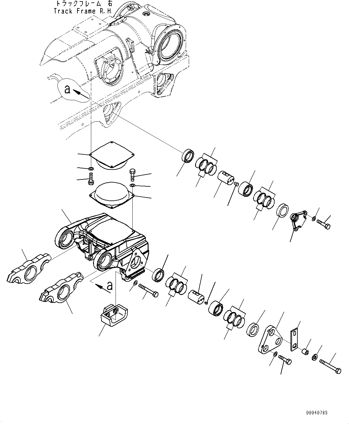 Схема запчастей Komatsu D475A-5E0 - ГУСЕНИЧНАЯ РАМА, ТЕЛЕЖКА, ПРАВ. (№-) ГУСЕНИЧНАЯ РАМА, С ЗАЩИТА ОПОРНЫХ КАТКОВ