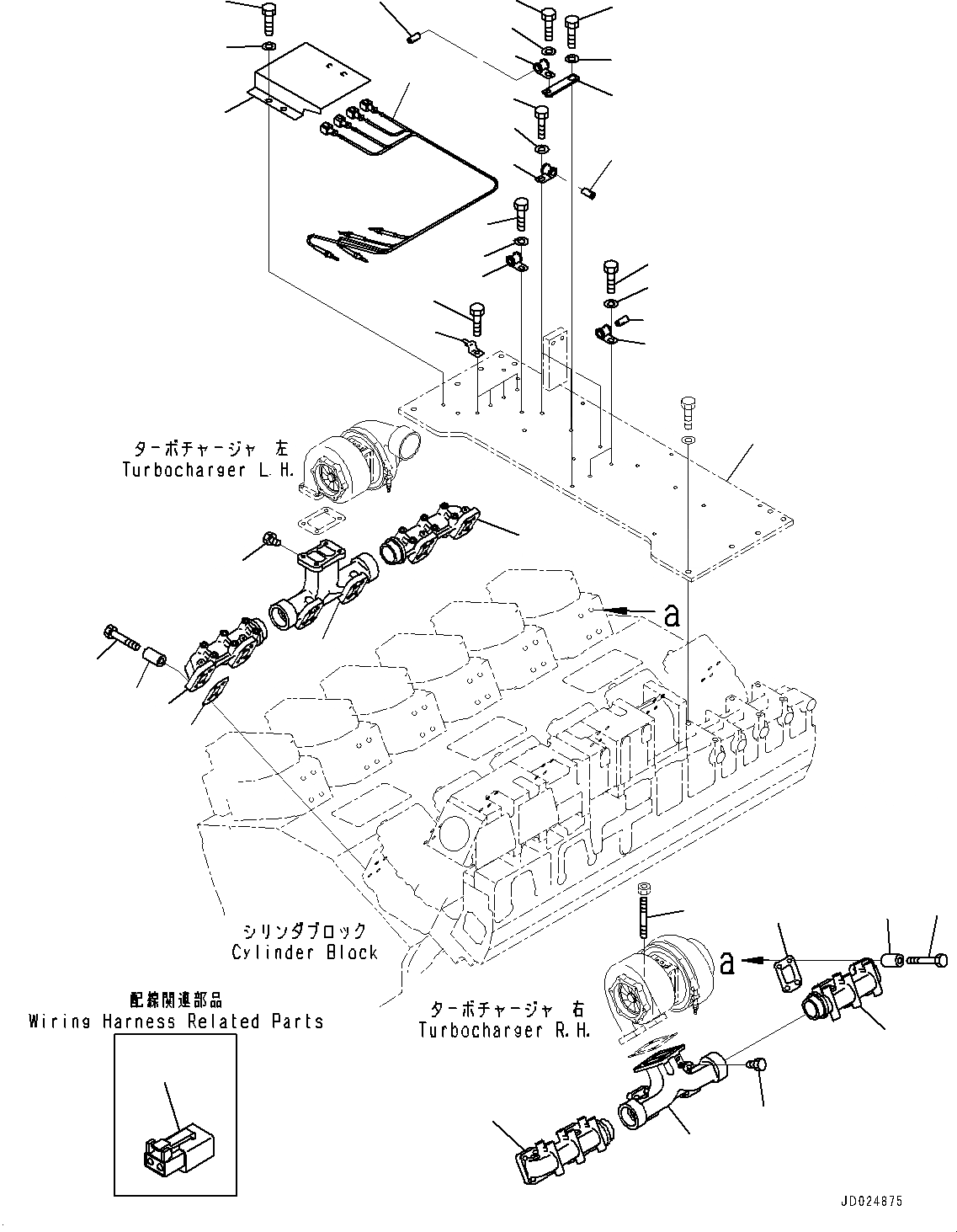 Схема запчастей Komatsu SAA12V140E-3A - ВЫПУСКНОЙ КОЛЛЕКТОР (№9-) ВЫПУСКНОЙ КОЛЛЕКТОР, С ДАТЧИКОМ