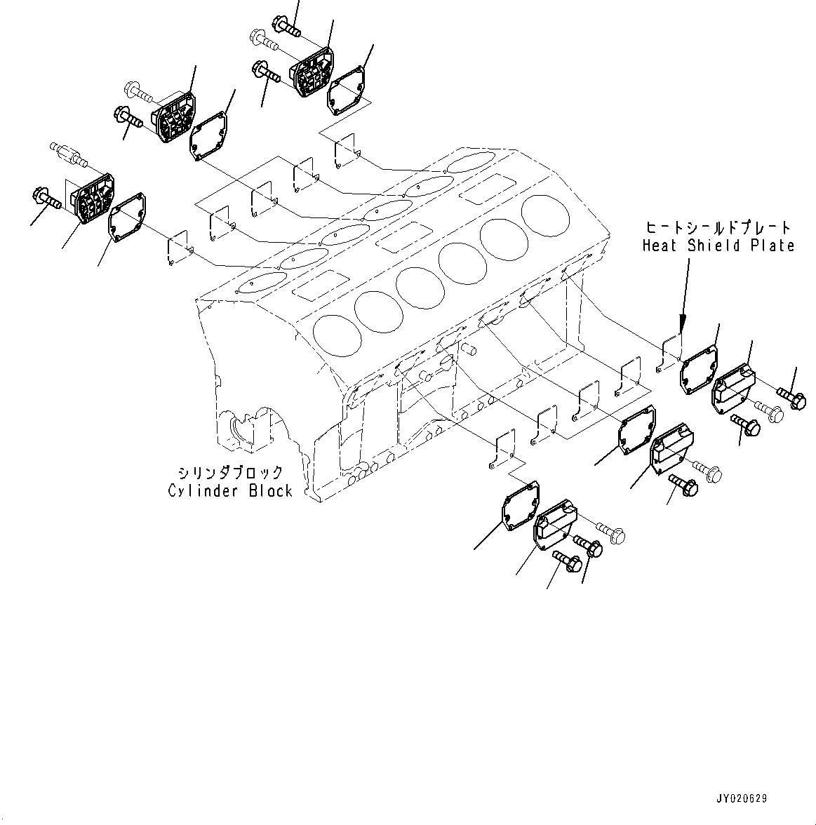 Схема запчастей Komatsu SAA12V140E-3A - КРЫШКА ТОЛКАТЕЛЕЙ КЛАПАНА (№9-) КРЫШКА ТОЛКАТЕЛЕЙ КЛАПАНА