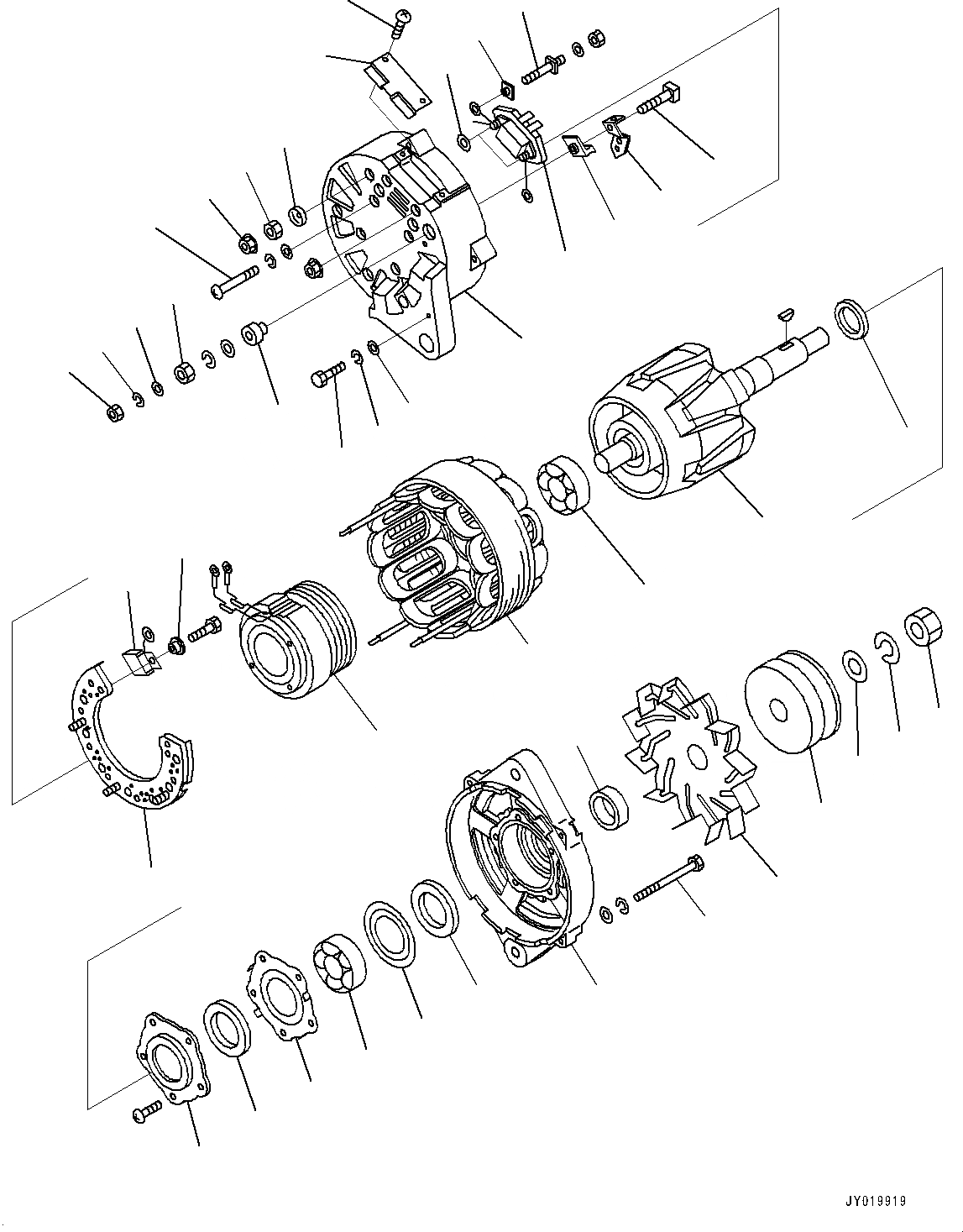 Схема запчастей Komatsu SAA12V140E-3A - ГЕНЕРАТОР, ВНУТР. ЧАСТИ (№9-) ГЕНЕРАТОР, 9AMP