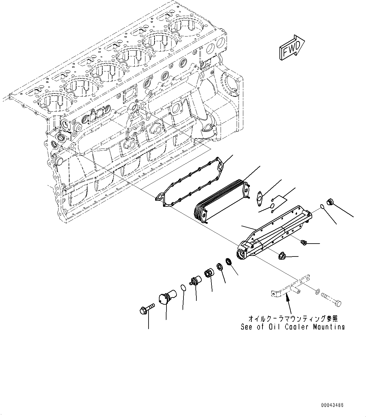 Схема запчастей Komatsu SAA6D170E-5EE - ДВИГАТЕЛЬ МАСЛООХЛАДИТЕЛЬ (№98-) ДВИГАТЕЛЬ МАСЛООХЛАДИТЕЛЬ