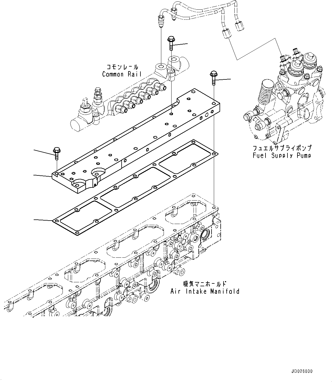 Схема запчастей Komatsu SAA6D170E-5EE - ТОПЛИВН. НАСОС, COMMON RAIL КРЕПЛЕНИЕ (№98-) ТОПЛИВН. НАСОС