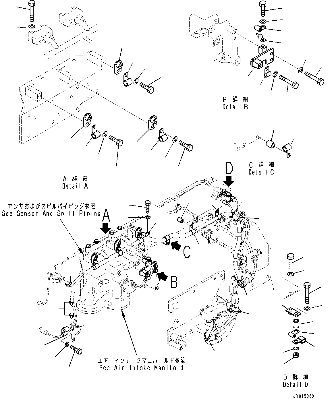 Схема запчастей Komatsu SAA6D170E-5EE - КАБЕЛЬ СУППОРТ, (/) (№98-) КАБЕЛЬ СУППОРТ