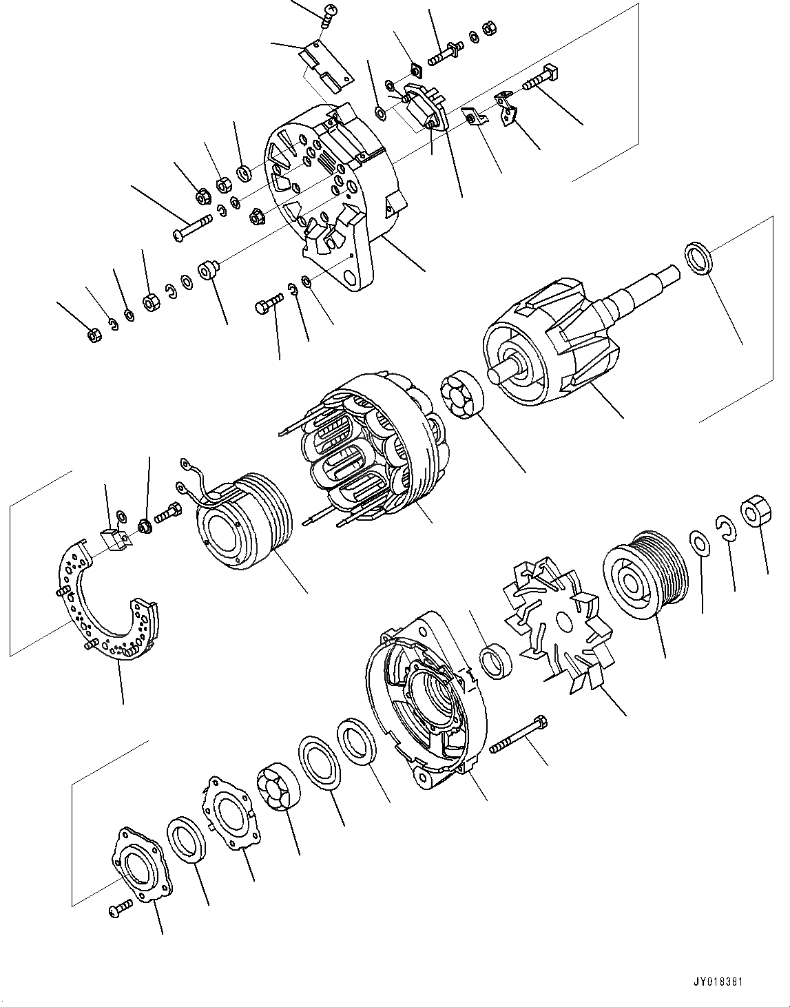 Схема запчастей Komatsu SAA6D170E-5EE - ГЕНЕРАТОР, ВНУТР. ЧАСТИ (№9-) ГЕНЕРАТОР, ДЛЯ 9AMP