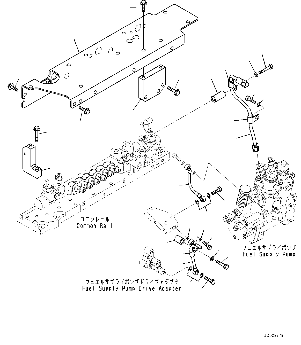 Схема запчастей Komatsu SAA6D170E-5A - ТОПЛИВН. НАСОС, ТОПЛИВН. НАСОС ПРОВОДКА И СМАЗКА (№9-) ТОПЛИВН. НАСОС