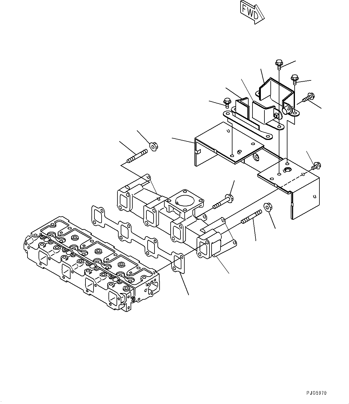 Схема запчастей Komatsu 4D94LE-2 - ДВИГАТЕЛЬ, ВЫПУСКНОЙ КОЛЛЕКТОР (№7-) ДВИГАТЕЛЬ, ДЛЯ TОБОД КОЛЕСАMING DOZER