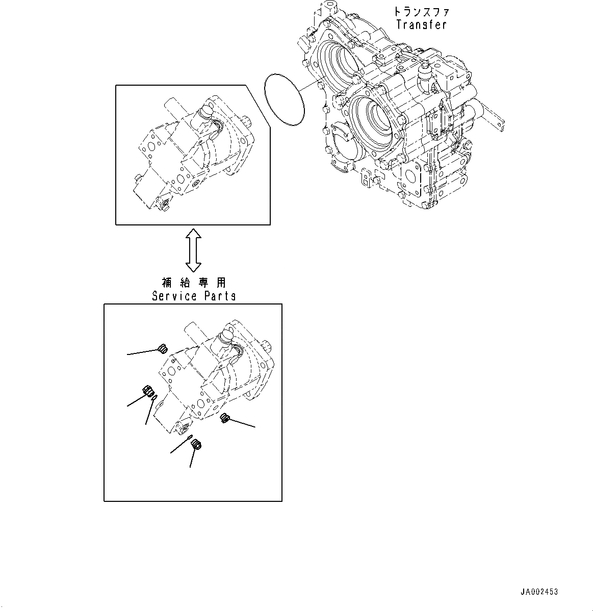 Схема запчастей Komatsu WA250-6 - HYDROSTATIC ТРАНСМИССИЯ (HST) НАСОС И МОТОР, ТОЛЬКО СЕРВИС (/) (№77-) HYDROSTATIC ТРАНСМИССИЯ (HST) НАСОС И МОТОР