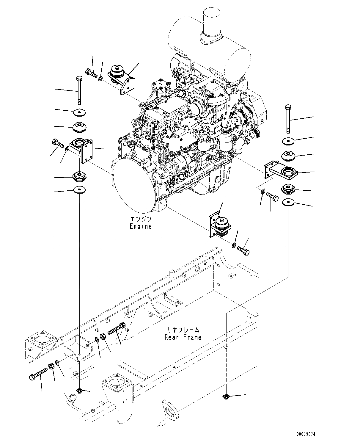 Схема запчастей Komatsu WA250-6 - КРЕПЛЕНИЕ ДВИГАТЕЛЯ (№7-) КРЕПЛЕНИЕ ДВИГАТЕЛЯ, ДЛЯ ХОЛОДН. AREA СПЕЦ-ЯIFICATION A (- DEG C)