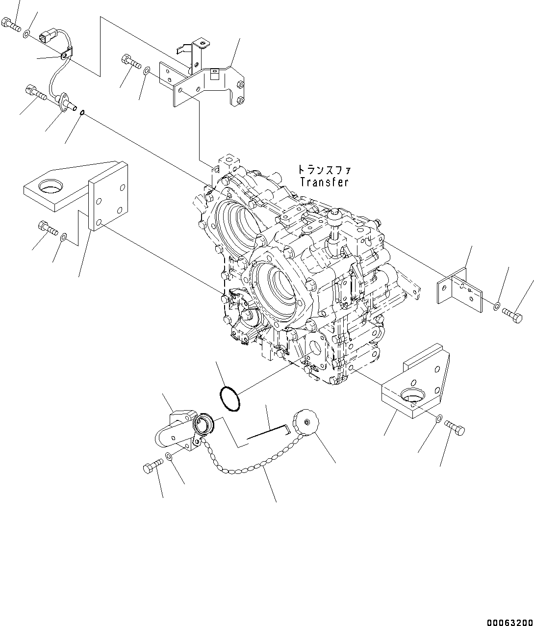 Схема запчастей Komatsu WA250-6 - ПЕРЕДАЧА, КОМПОНЕНТЫ (№7-) ПЕРЕДАЧА, С КРЫШКА МАСЛОНАЛИВНОГО ПАТРУБКА БЛОКИРОВКА И КРЫШКИБЛОКИР.