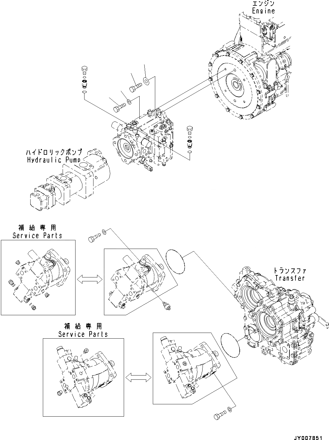 Схема запчастей Komatsu WA250-6 - HYDROSTATIC ТРАНСМИССИЯ (HST) НАСОС И МОТОР, НАСОС КРЕПЛЕНИЕ (№7-) HYDROSTATIC ТРАНСМИССИЯ (HST) НАСОС И МОТОР