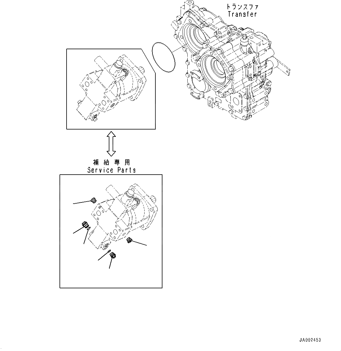 Схема запчастей Komatsu WA250-6 - HYDROSTATIC ТРАНСМИССИЯ (HST) НАСОС И МОТОР, ТОЛЬКО СЕРВИС (/) (№77-) HYDROSTATIC ТРАНСМИССИЯ (HST) НАСОС И МОТОР