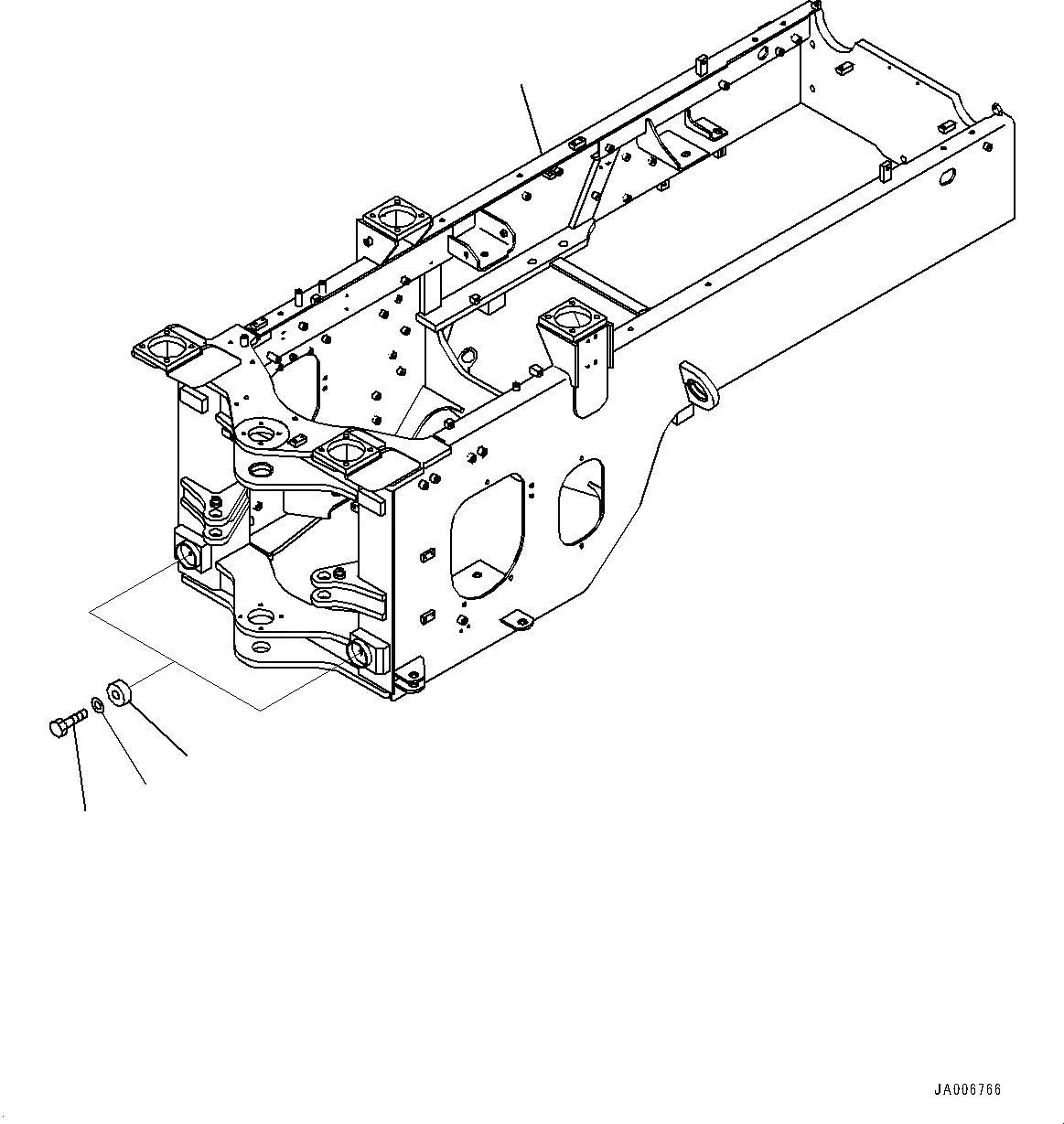 Схема запчастей Komatsu WA250-6 - ЗАДН. РАМА, (№7-77) ЗАДН. РАМА, С ДОПОЛН. ТОПЛИВН. ФИЛЬТР., С ЭКСТРЕНН. УПРАВЛ., ИЛИ С ДОПОЛН. ТОПЛИВН. ФИЛЬТР., С POWERTRAIN ЧАСТИ КОРПУСА, ИЛИ С