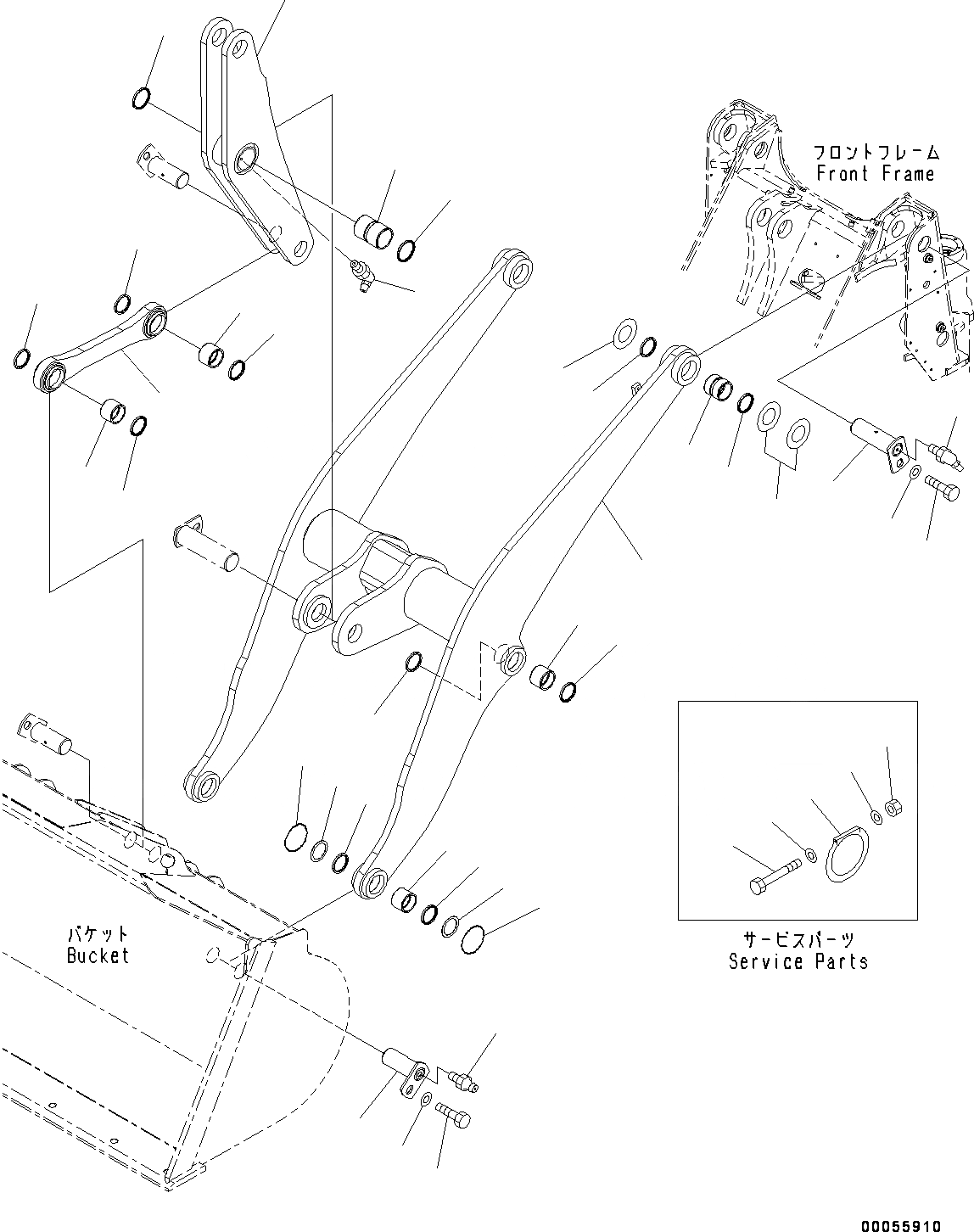 Схема запчастей Komatsu WA250-6 - РУКОЯТЬ И BELL CRANK, СТРЕЛА (№7-778) РУКОЯТЬ И BELL CRANK, С КОНЦЕВ. ВЫКЛЮЧ-ЛЬ ПОДЪЕМА СТРЕЛЫ