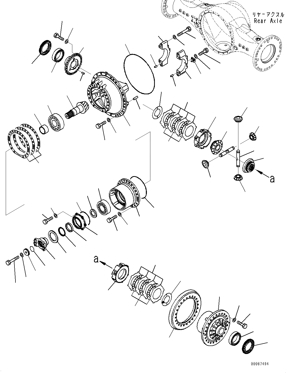 Схема запчастей Komatsu WA600-6 - ЗАДН. МОСТ, ДИФФЕРЕНЦ. (LSD) (№8-) ЗАДН. МОСТ, С САМОБЛОКИР. ДИФФЕРЕНЦ.