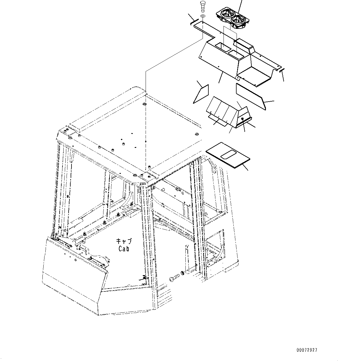 Схема запчастей Komatsu WA600-6 - КАБИНА, ВОЗДУХОВОДЫ (№8-) КАБИНА, С РУЛЕВОЕ КОЛЕСО