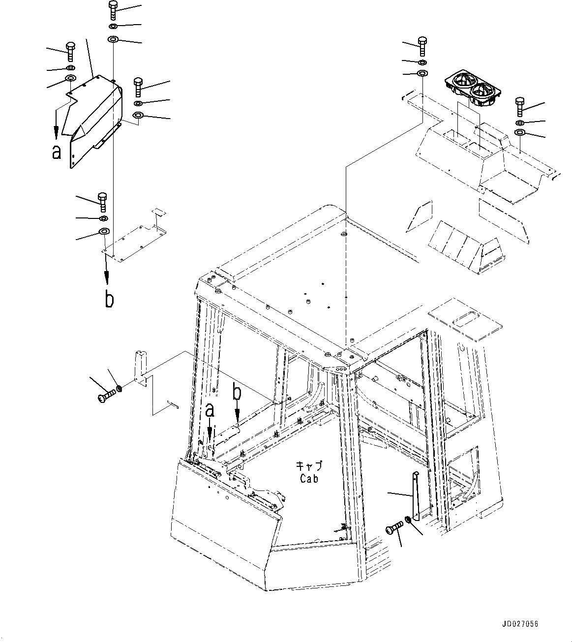 Схема запчастей Komatsu WA600-6 - КАБИНА, БОКОВ. КРЫШКА (/) (№8-) КАБИНА, С РУЛЕВОЕ КОЛЕСО