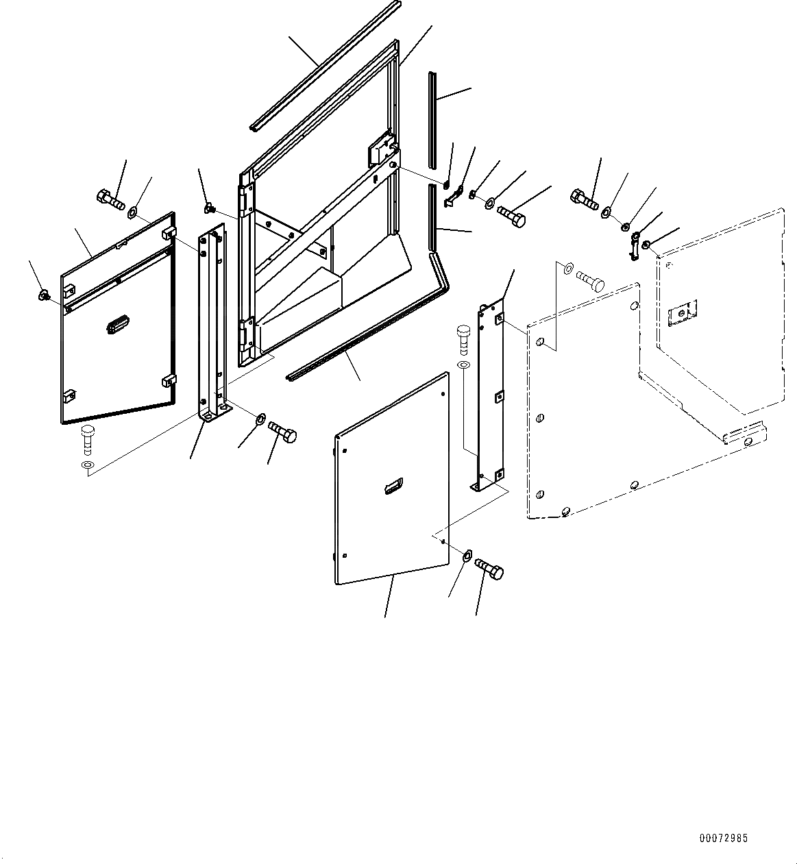 Схема запчастей Komatsu WA600-6 - КАПОТ, ДВЕРЬ, ПРАВ. (№8-) КАПОТ, VHMS