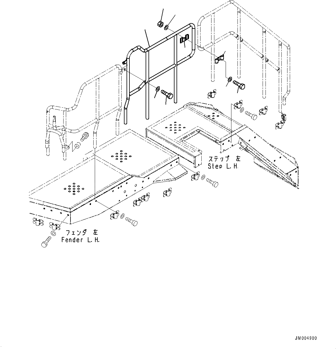 Схема запчастей Komatsu WA600-6 - HANDRAIL, ЛЕВ. (№8-) HANDRAIL