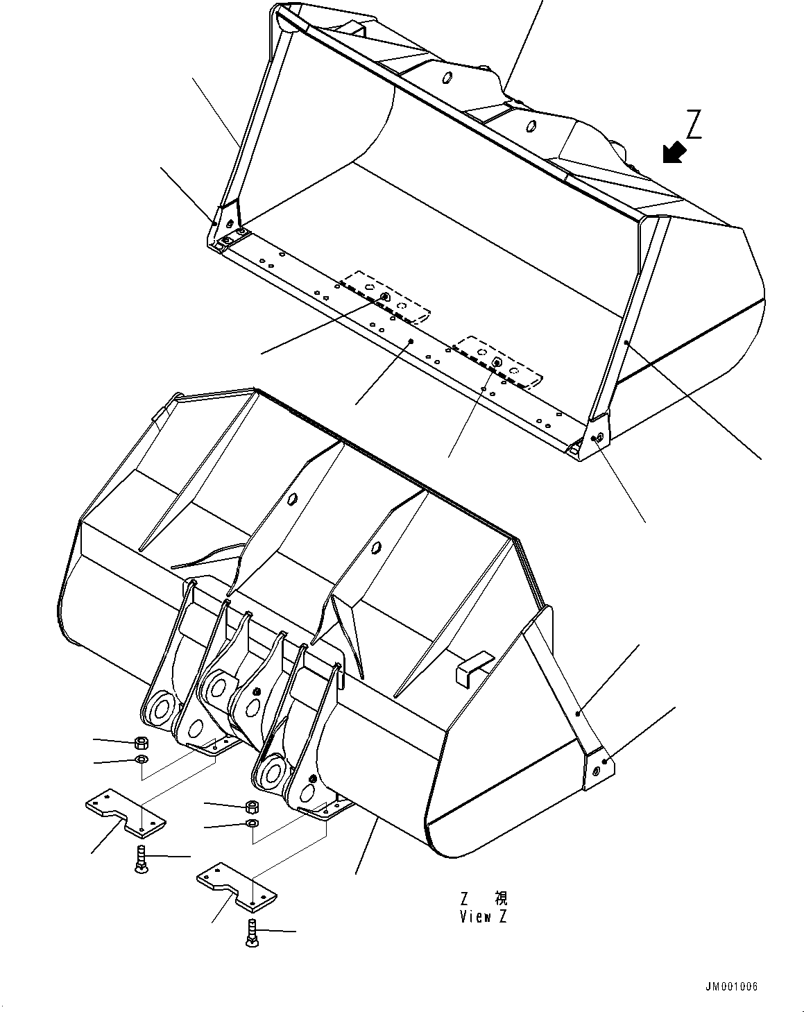 Схема запчастей Komatsu WA600-6 - КОВШ, (№7-) КОВШ, .M, УГОЛЬН.