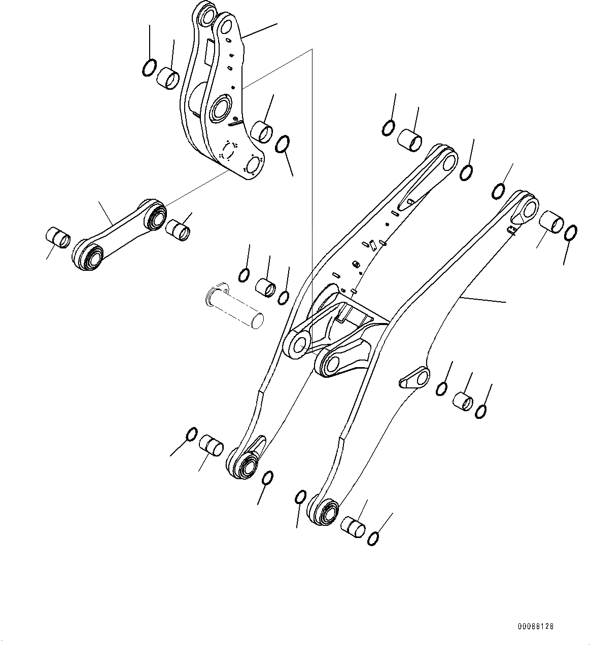 Схема запчастей Komatsu WA600-6R - РУКОЯТЬ И BELL CRANK, СТРЕЛА И BELL CRANK (№-) РУКОЯТЬ И BELL CRANK, 8MM РУКОЯТЬ, С АВТОМАТИЧ. СМАЗКОЙ СИСТЕМА