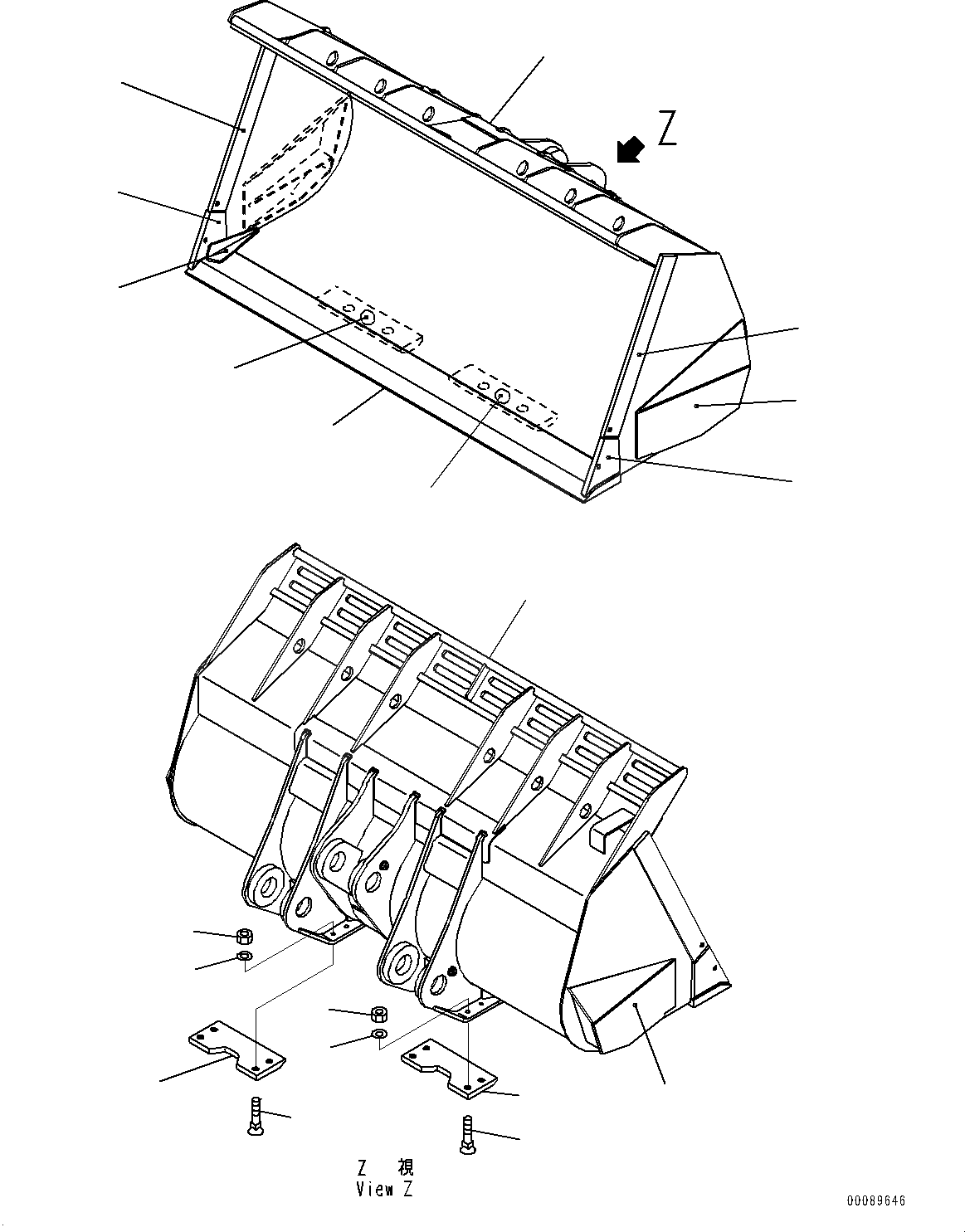 Схема запчастей Komatsu WA600-6R - КОВШ (№-) КОВШ, .M, ПРЯМ.